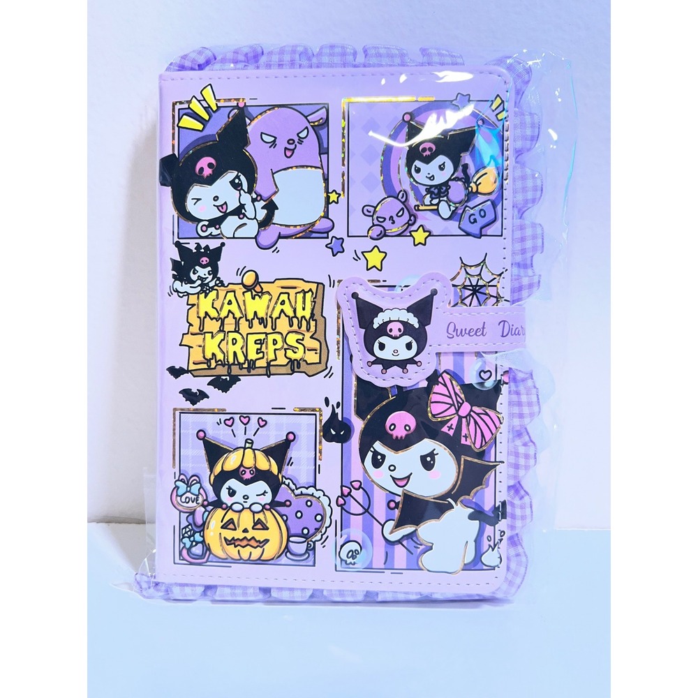Sanrio Kuromi Sweet Diary Journal Lilac‎ Purple Gingham Ruffle Kawaii Kreps